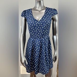 Mimi Chica A-Line Blue & White Polka Dot A-Line Above the Knee Fitted Dress